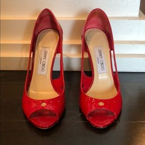 Jimmy Choo Shoes - Jimmy Choo red patent leather open tie pump. Jimmy Choo Shoes - Jimmy Choo red patent leather open tie pump.